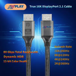 AVplay DP-80 Fiber Optic DP Cable 2.1 Monitor 240HZ Graphics Card Computer High-definition 16K E-sports Connection Cable AVplay DP-80 Fiber Optic DP Cable 2.1 Monitor 240HZ Graphics Card Computer High-definition 16K E-sports Connection Cable