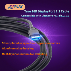 AVplay DP-80 Fiber Optic DP Cable 2.1 Monitor 240HZ Graphics Card Computer High-definition 16K E-sports Connection Cable AVplay DP-80 Fiber Optic DP Cable 2.1 Monitor 240HZ Graphics Card Computer High-definition 16K E-sports Connection Cable