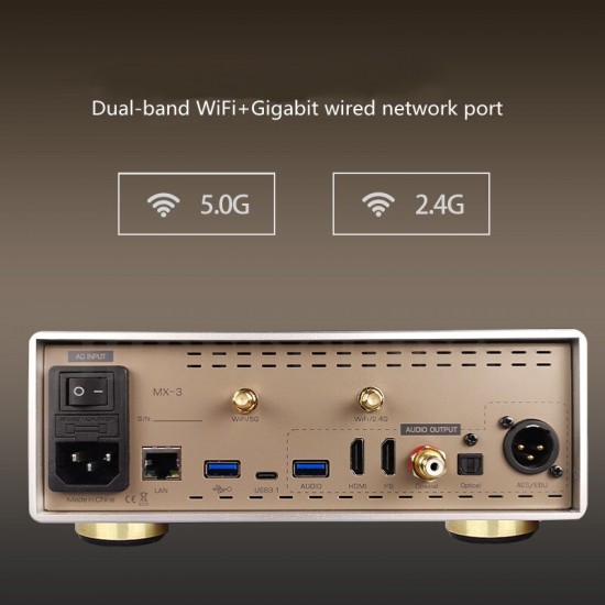 JF Digital MX-3 Android 10.0 WiFi HDD HHD Audio HiFi Player 32Bit/348KHz DSD512 BT5.0 Receiver USB Coaxial HDMI I2S IIS Output