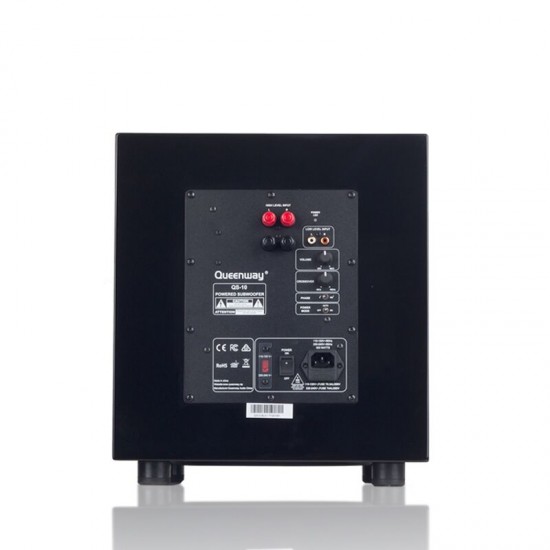 Queenway QS-10 10" Inch Powered  Active Subwoofer Sub Piano Lacquer Paint Active+passive Speaker Driver AC100-240V 300W