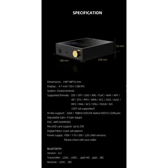 SHANLING EM5 AK4493 Chip DAC Desktop Streaming Digital Music Player Headphone Amplifier Earphone AMP MQA PCM384 DSD512 Software