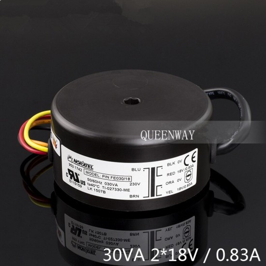 T-001 2*18V 0.83A 30W 30VA NEW NORATEL Sealing Toroidal Transformer Primary Rated Voltage  0-230V  50/60Hz