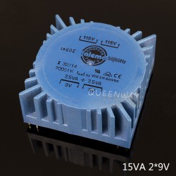 T-015 Double 7V 9V 12V 15V 18V 22V 15W 15VA  TALEMA Square PCB Welding Plate  Sealing  Toroidal Transformer