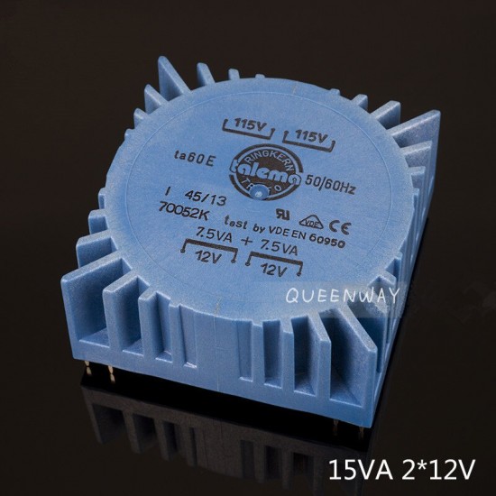 T-015 Double 7V 9V 12V 15V 18V 22V 15W 15VA  TALEMA Square PCB Welding Plate  Sealing  Toroidal Transformer