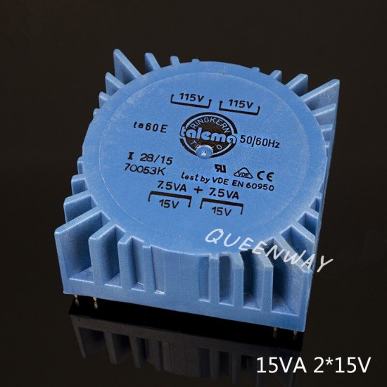 T-015 Double 7V 9V 12V 15V 18V 22V 15W 15VA  TALEMA Square PCB Welding Plate  Sealing  Toroidal Transformer