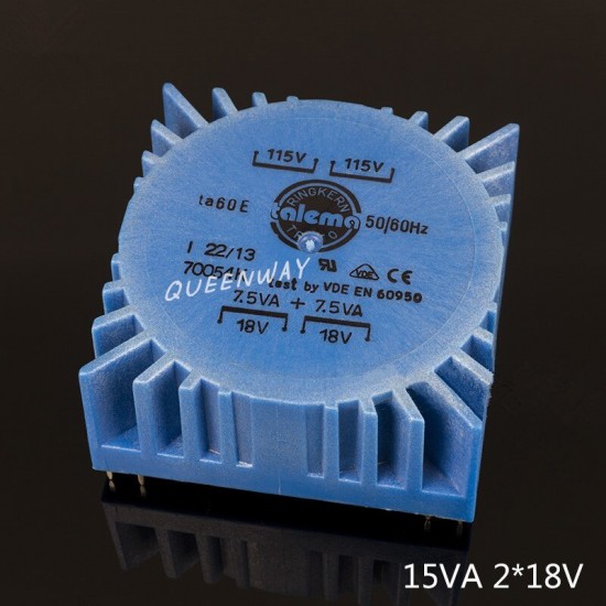 T-015 Double 7V 9V 12V 15V 18V 22V 15W 15VA  TALEMA Square PCB Welding Plate  Sealing  Toroidal Transformer
