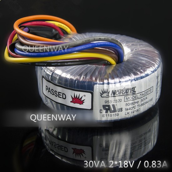 T-029  2*18V 0.83A 30W 30VA NEW NORATEL  Toroidal Transforme DAC Pre-amplifier  Primary Rated Voltage  0V-115V*2   50/60Hz