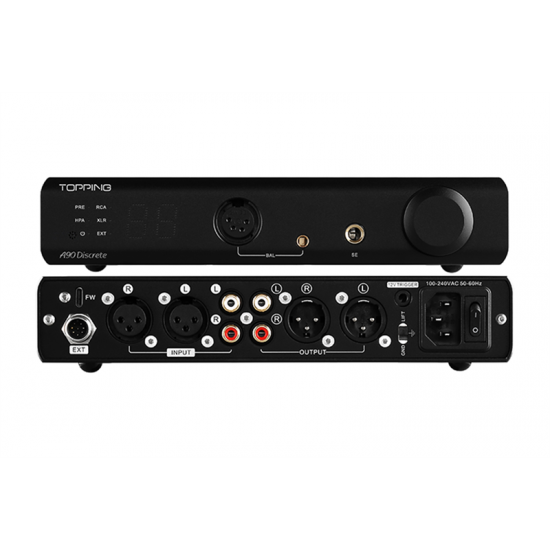 TOPPING A90 Discrete Fully Dirscrete Balanced Headphone Amplifier NFCA 4Pin XLR /4.4 Balanced/6.35mm SE Output Pre-amplifier