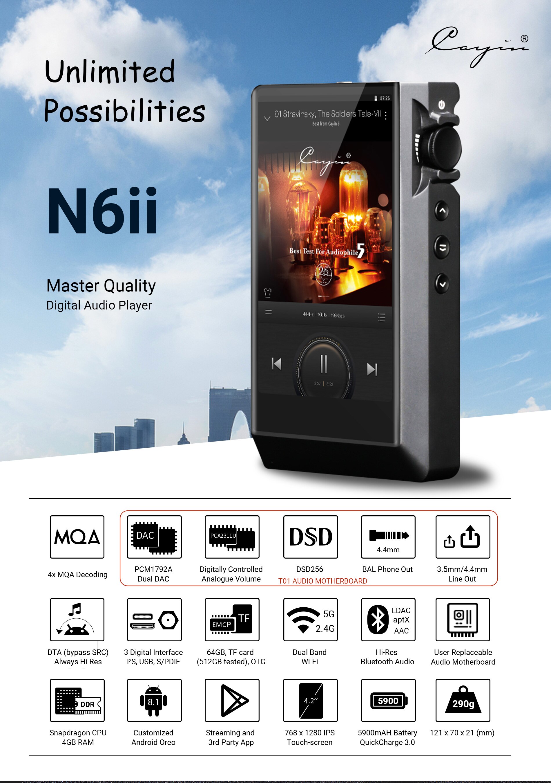 Cayin-N6ii-T01-Android-81-Hi-Res-Music-Player-with-Dual-DAC-PCM1792-WiFiAirPlayBluetoothLDACDSDaptXMQATidal-1005002859175086