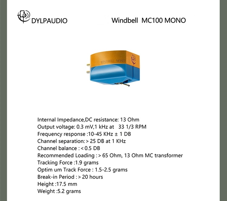 LPAUDIO-WINDBELL-MONO-MC100-CARTRIDGE-Moving-Coil-Cartridge-Vinyl-record-player-Stylus-Phonograph-Gramophone-Needle-1005001939192834