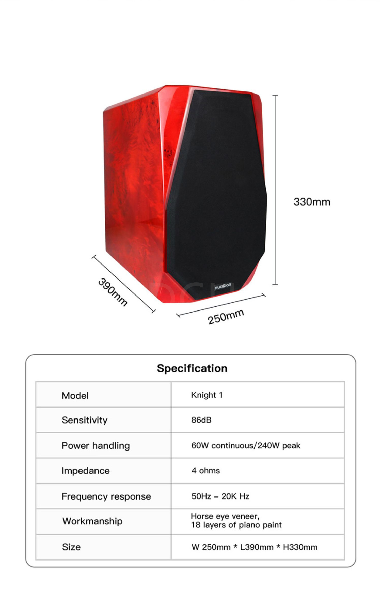 MUSICIAN-Kinght1-65-Inch-Piano-Paint-Passive-Bookshelf-Speaker-Wood-20-60w-4-Ohm-3256804110844252