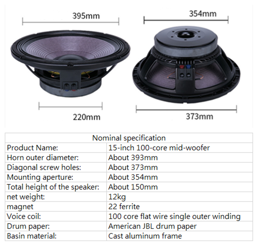 PA-056-Professional-Audio-15-Inch-Middle-Bass-Woofer-Speaker-Unit-100mm-220-Ferrite-8-ohm-600W-965dB-4000104576955