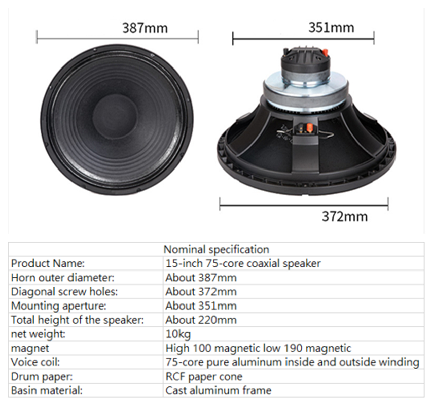 PA-082-Professional-Audio-15-Inch-Coaxial-speaker-Unit-75mm-8-ohm-Tweeter-50W-105dB-Woofer-350W-97dB-4000116586055