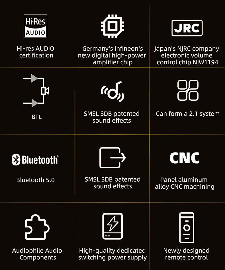 SMSL-A300-Power-Amplifier-BTL-Mode-Bluetooth50-Remote-Control-Digital-Amplifier-3256804222577478