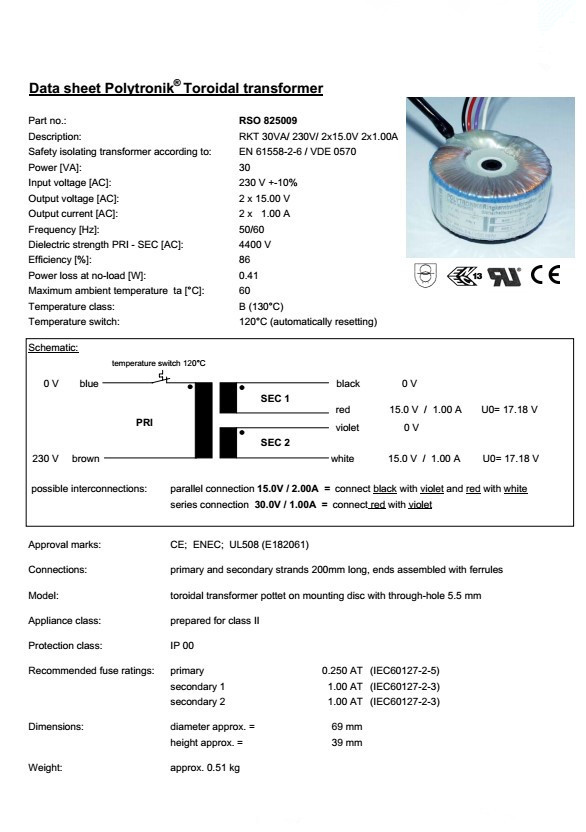 T-007-30VA-215V-10A-Original-German-SEDLBAUER-Toroidal-transformer-Lehmann-Factory-Transformer-32814511978